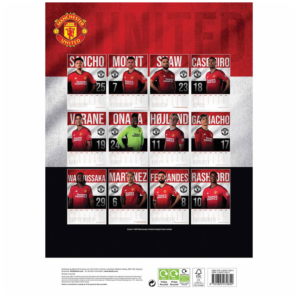 Manchester United A3 Calendar 2024