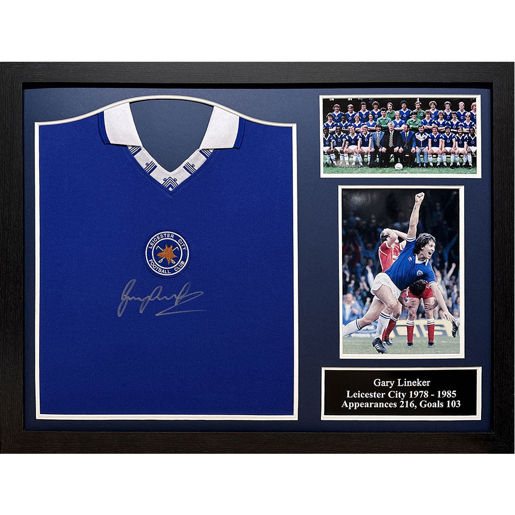 Lineker Signed Leicester Shirt (Framed)