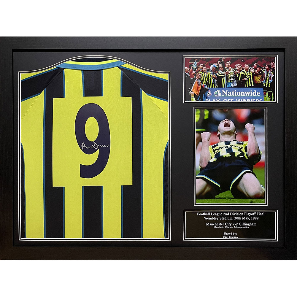 Manchester City FC Dickov Signed Shirt (Framed)