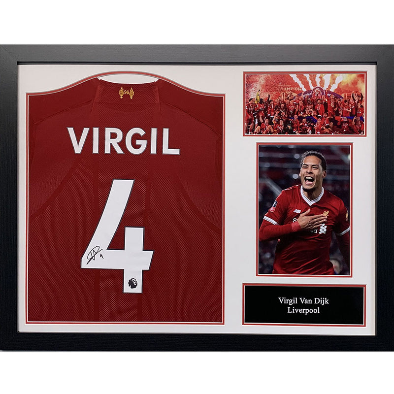 Liverpool FC Van Dijk Signed Shirt (Framed)