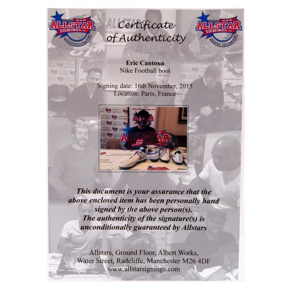 Manchester United FC Cantona Signed Boot (Framed)