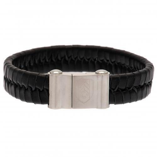 Fulham FC Single Plait Leather Bracelet