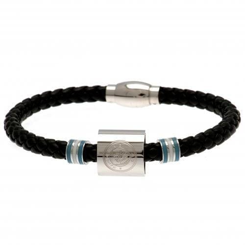 Manchester City FC Colour Ring Leather Bracelet