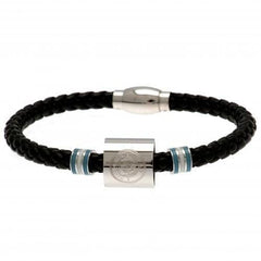 Manchester City FC Colour Ring Leather Bracelet