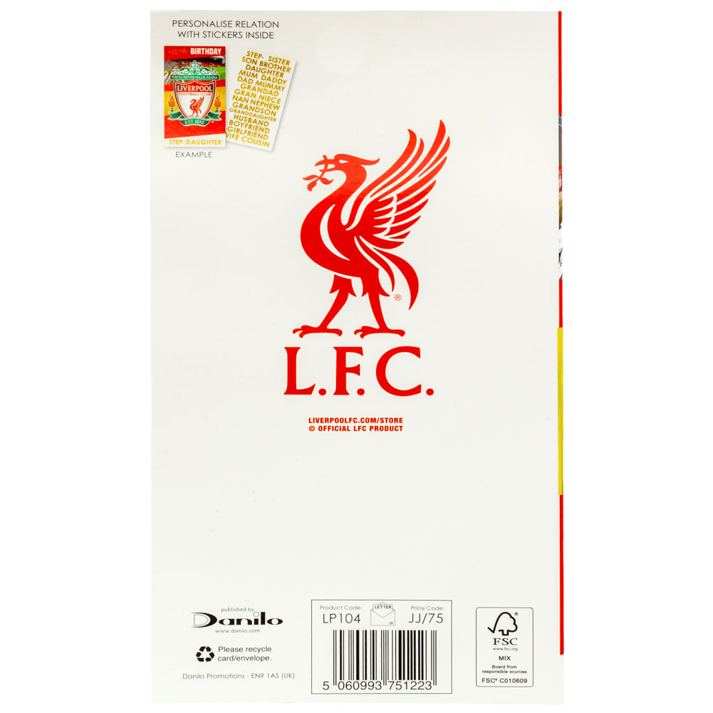 Liverpool FC Birthday Card – Personalised Stickers, Official Danilo Greeting Card