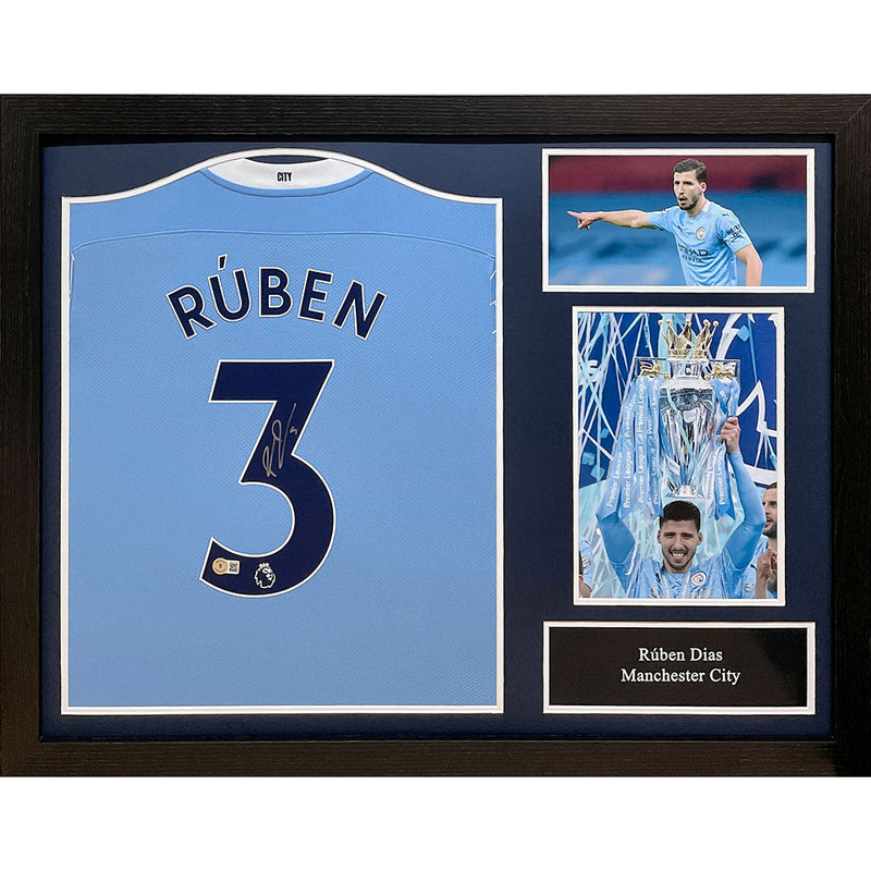 Manchester City FC Dias Signed Shirt (Framed)