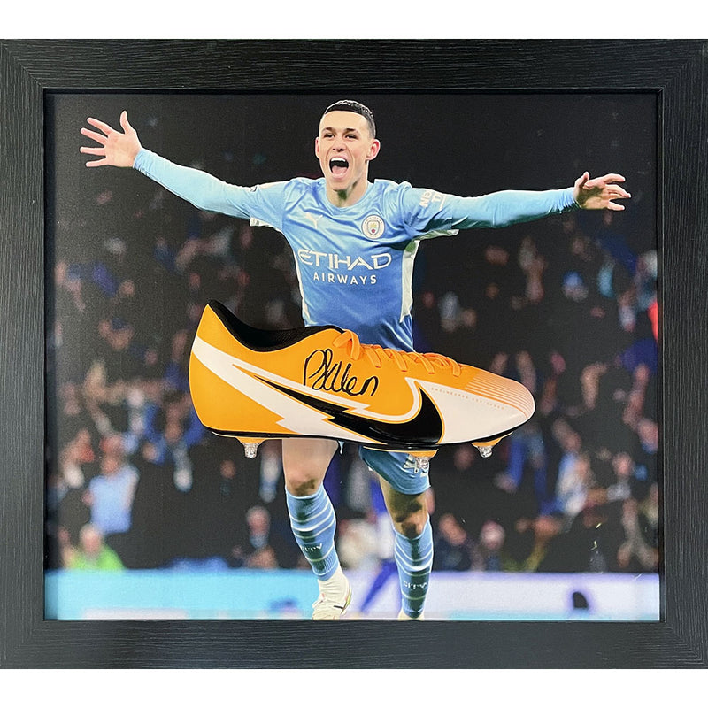 Manchester City FC Foden Signed Boot (Framed)