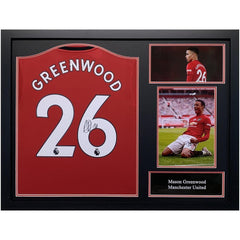 Manchester United FC Greenwood Signed Shirt (Framed) - Sporty Magpie